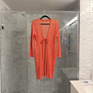 Issey Miyake Pleats Please Orange Cardigan
